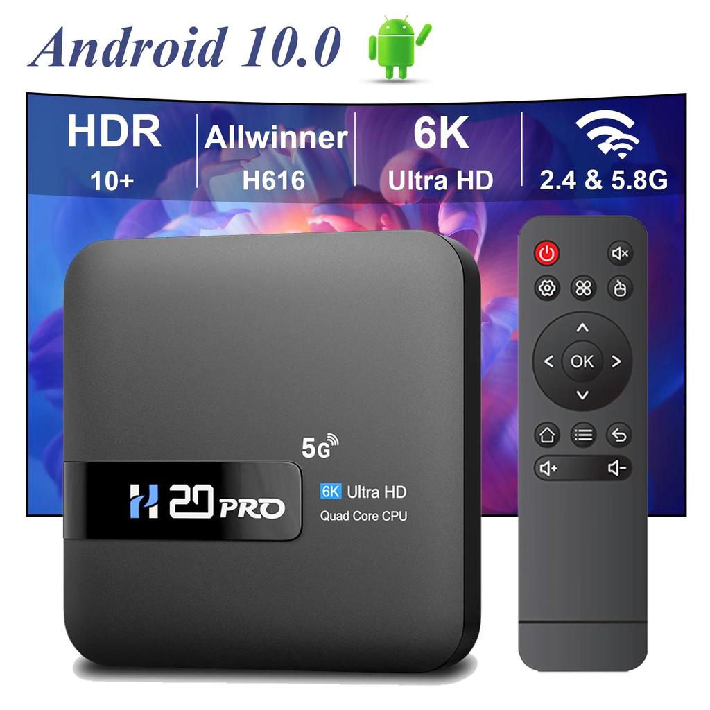 TOPSION H20PRO TV Box Android 10.0  With Voice Assistant 2.4&5G Wifi 4K 6K HD Video TV Box 1080P Med