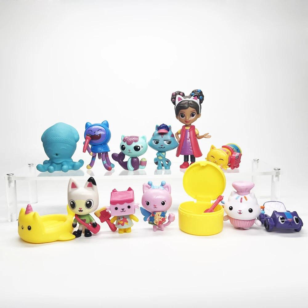 NEW 13pcs Gabby Dollhouse PVC Figure Toy Mercat Cartoon Smiling Car Cat Doll Action Figure