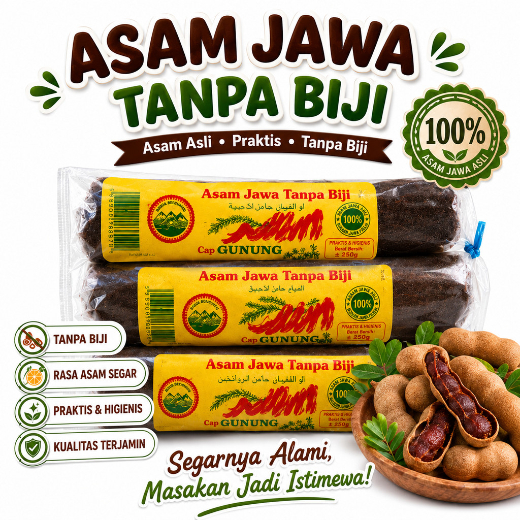 Asem Jawa / Asam Jawa / Asem Madura Tanpa Biji Cap Gunung 150 gr