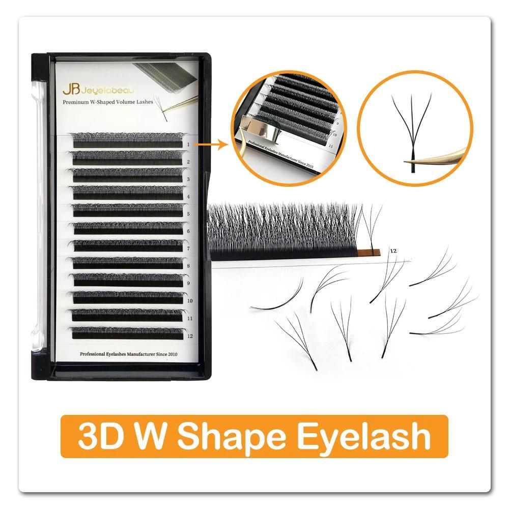 JB Jeyelabeau 3D 4D 5D W Fake eyelashes Naturally curl Eyelash extension Premade volume fans lashes 