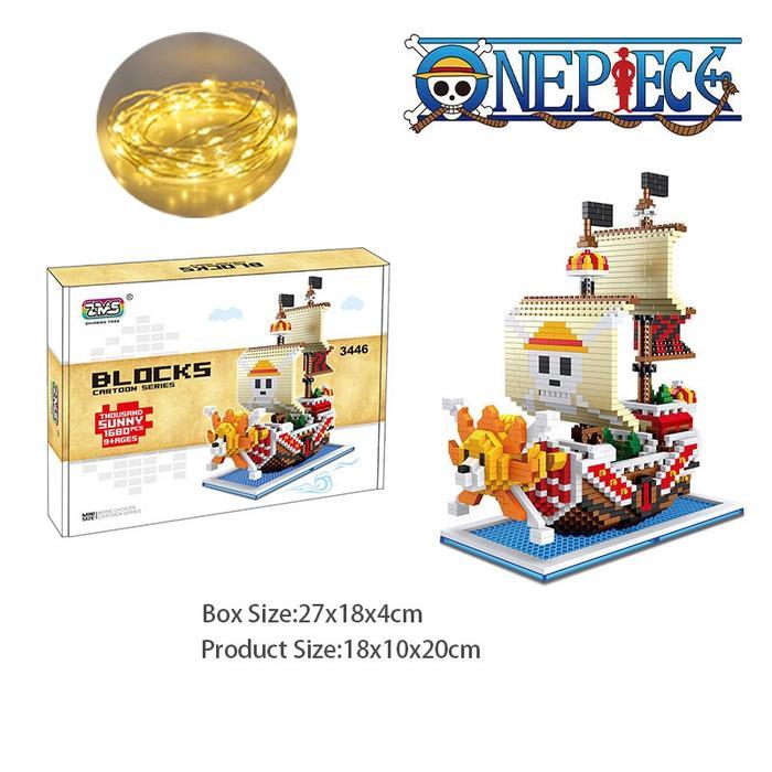 XINGYA MALL (Free Lampu )1680PCS+ Mainan Bricks One Piece Kapal Model  Blok Thousand Sunny Karakter 