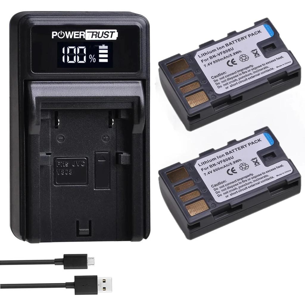 PowerTrust BN-VF808U Bateria VF808 Battery+Charger for JVC GZ-MG575 GZ-MG555 GR-D740 GR-D745 GR-D750