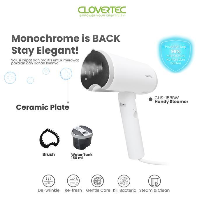CLOVERTEC Setrika Uap Handheld Garment Steamer Foldable Tangki Air 150ml 950W CHS-158 - Bright White