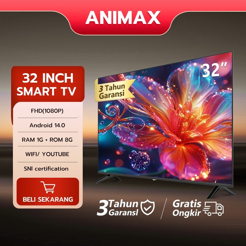 TP ANIMAX Smart LED 32 inch TV Smart TV Digital TV FHD Televisi Android 14.0