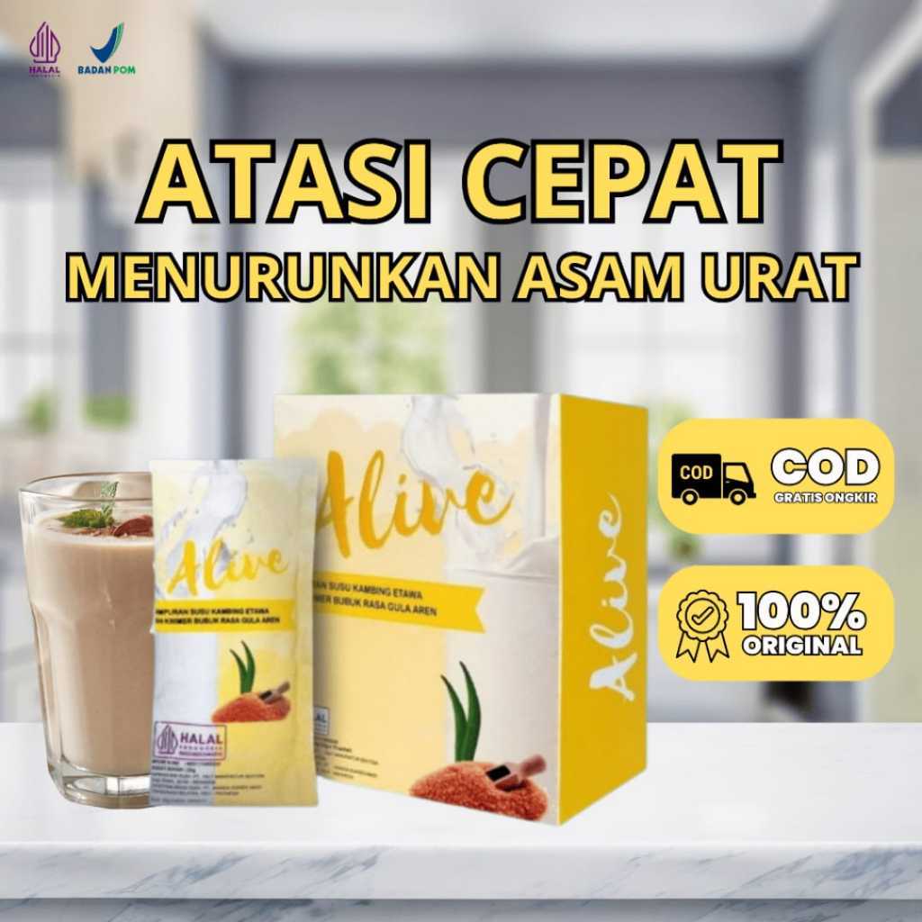 Alive Susu Kambing Etawa Rasa Gula Aren 1 Box Isi 10 Sachet Original Sanen