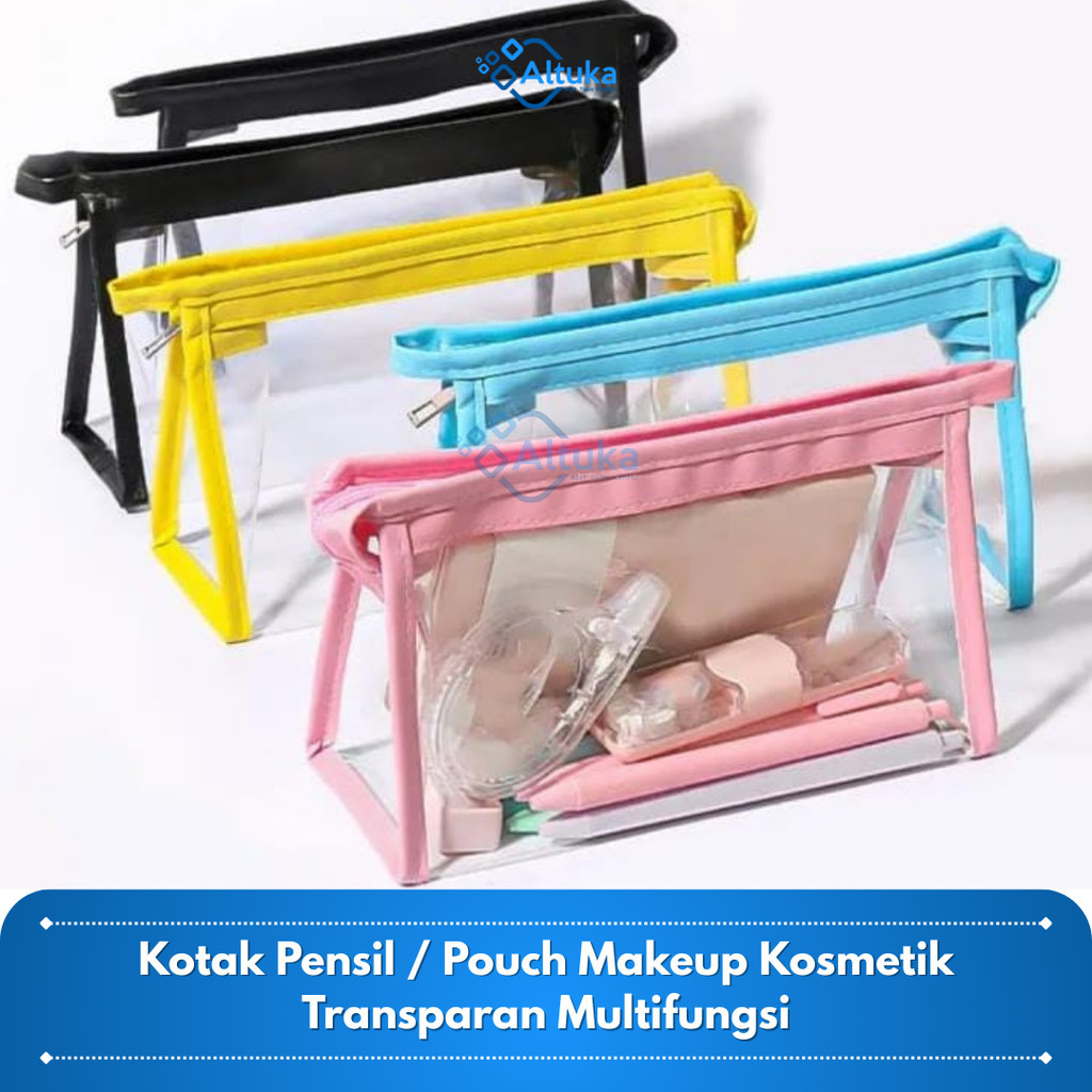 

Pouch Kosmetik Kotak Penyimpanan Multifungsi Pensil Bening Transparan