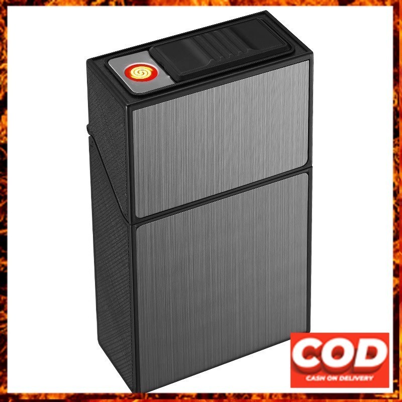 Firetric Kotak Rokok 20 Slot dengan Korek Elektrik Plasma - JD-YH093