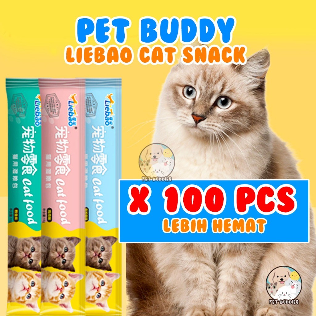 PAKET HEMAT Liebao 100pcs Snack Kucing RESELLER Makanan Kucing Wet Food Creamy