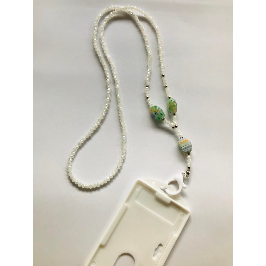 

READY Name Tag Lanyard Kalung ID Card Kristal - Putih