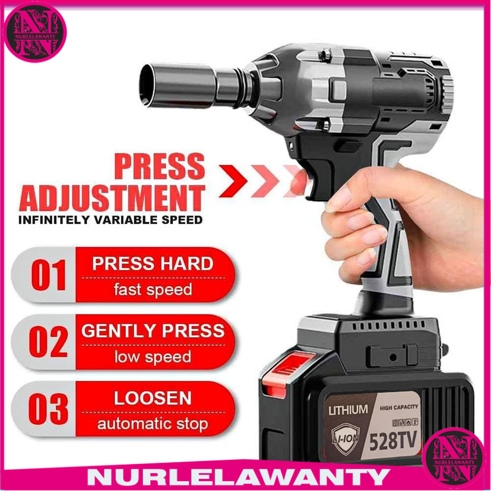 

- HILIXUN Mesin Bor Listrik Impact Wrench Kunci Shock Brushless 2000mAh - BL-TL64 -