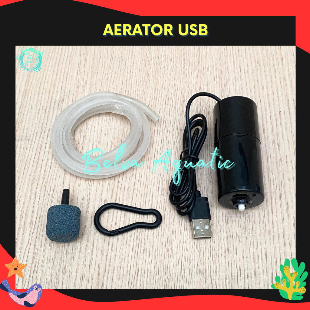 Paket Air Pump Oxygen USB Powerbank Aerator Mini Aerator Buat Mancing