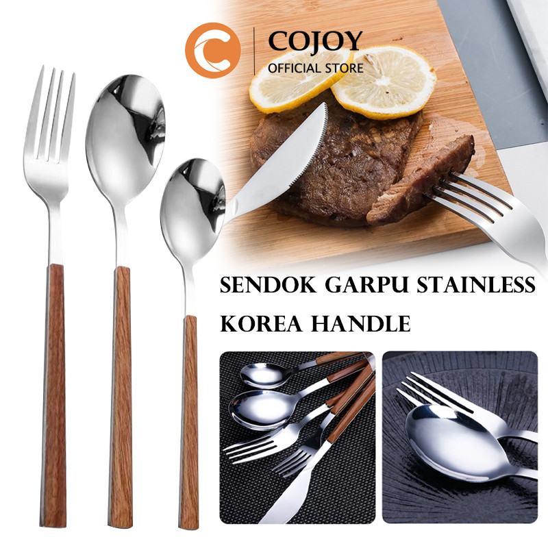 Sendok Makan Tebal Premium Gagang Motif Kayu Stainless Steel Berkualitas / sendok makan stainless TE