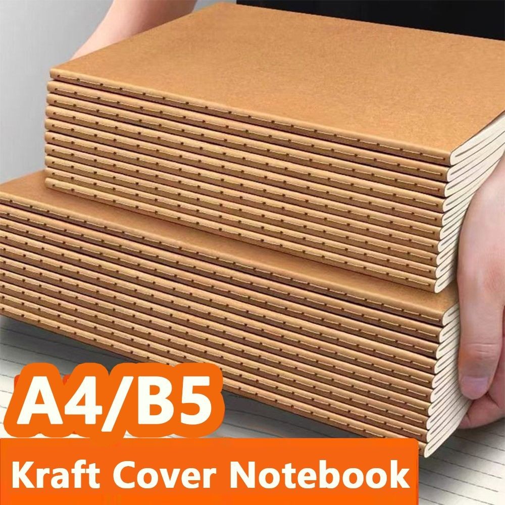 

Vintage A4/B5 Notebook Kraft Cover Grid/Lined/Blank Notepad Diary Book Gift