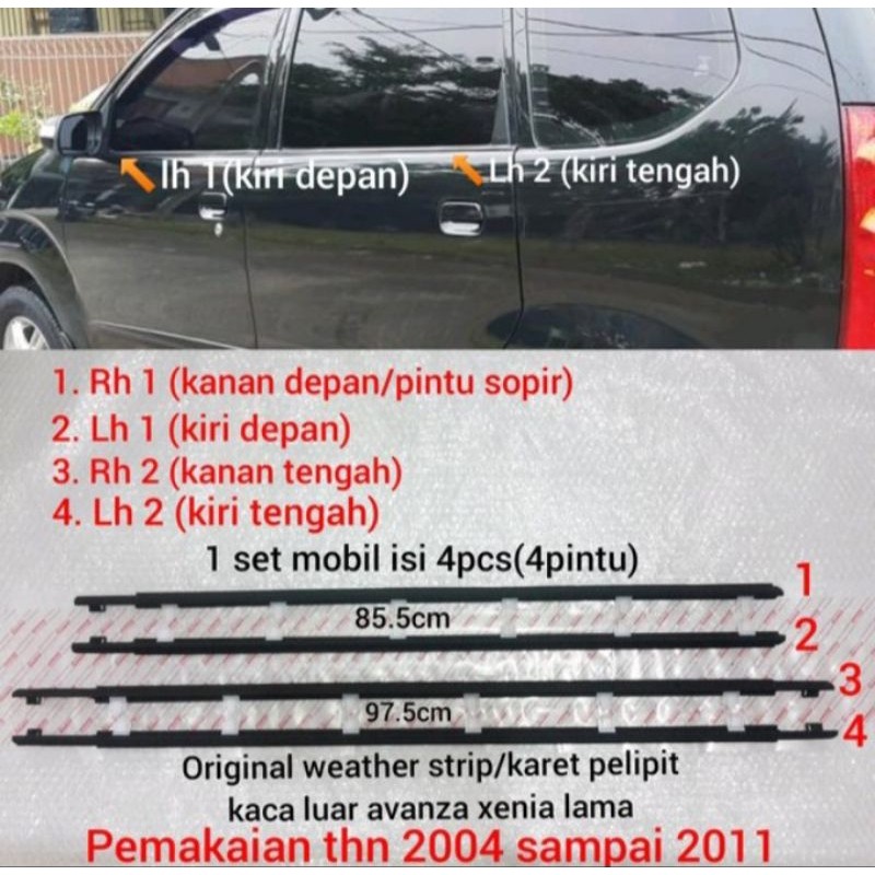 WEATHER STRIP/PILIPIT KACA LUAR AVANZA/XENIA VVTI THN2004-2011