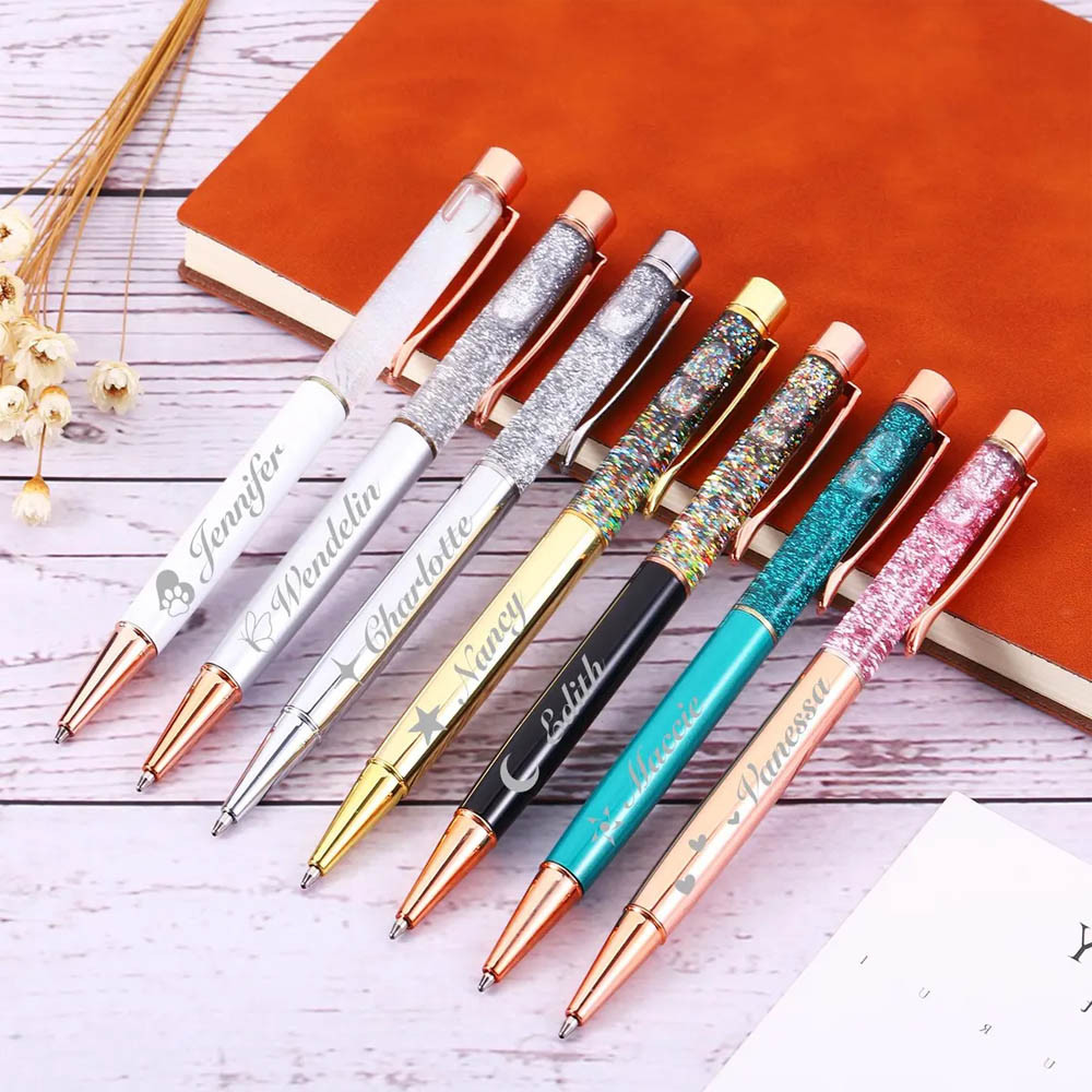 

Customized Personalized Creative Gold Chalk Glitter Crystal Ballpoint Pen Colorful For Family Children And Friend Gift Wholesale