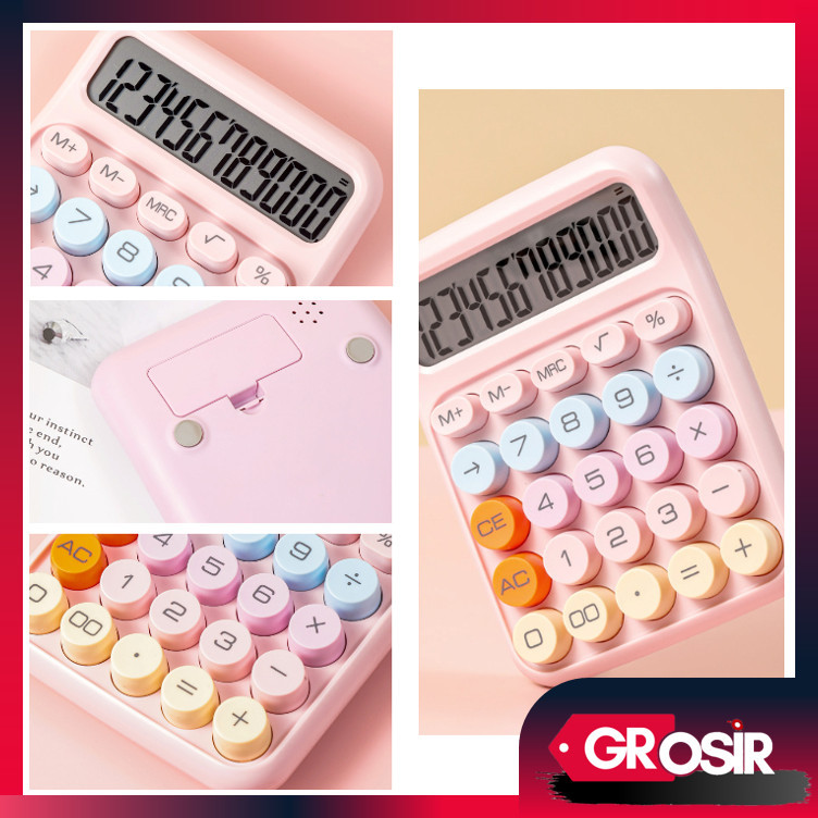 

Grosir - 6187 Kalkulator Lucu Warna Macaron 12 Digit / Display Besar Keyboard Dot Mekanik / Cute Calculator Electronic Warna Permen