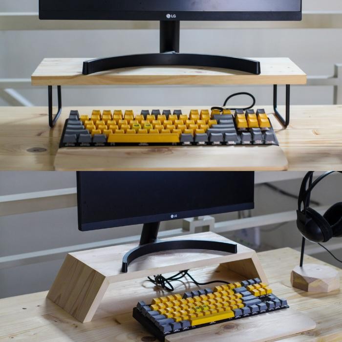 Alas Monitor Imac Meja Monitor Kayu Stand Dudukan Monitor Komputer Pc - Kotak (Pinus)