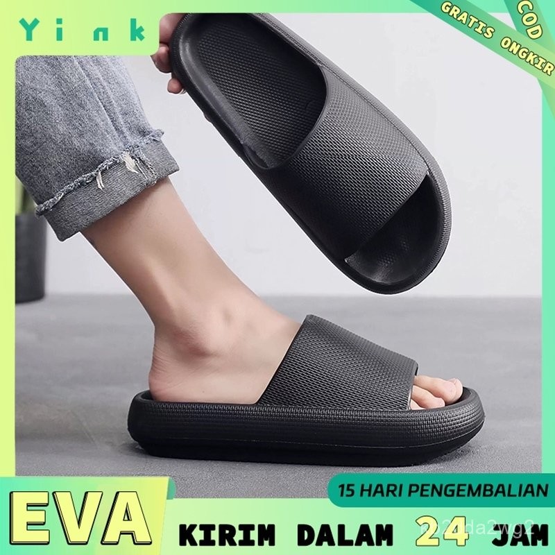 Yink Sandal Selop Pria Polos Casual Polos Empuk EVA Premium Sendal Karet Pria Cowok Anti Slip[2]