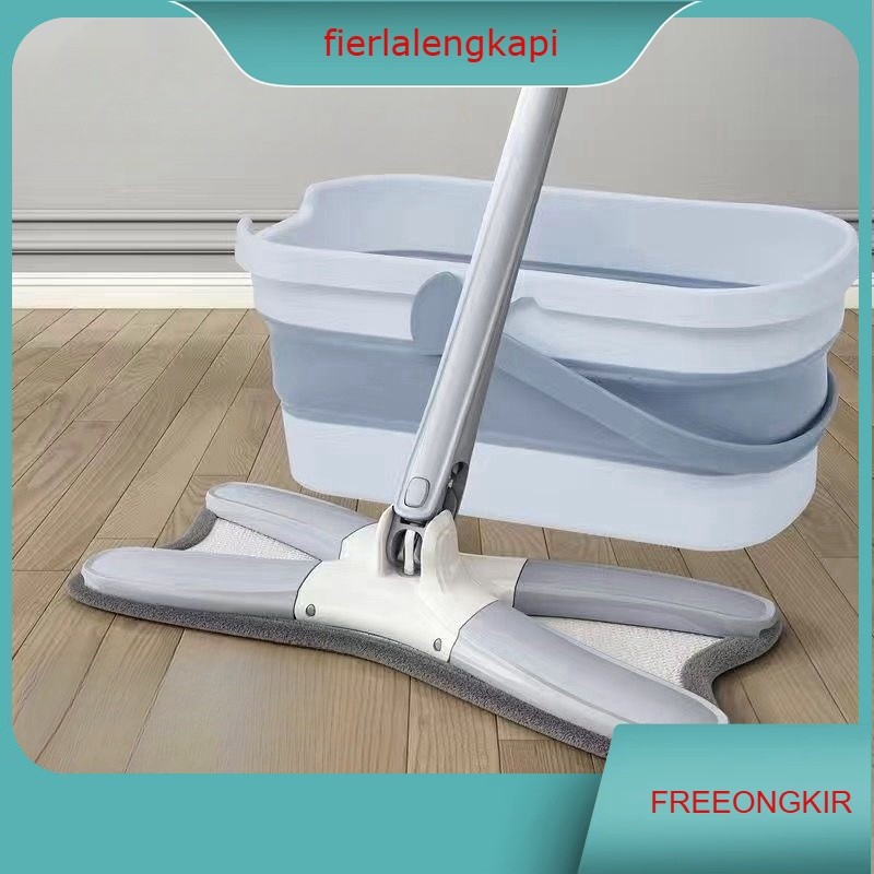 Alat Pel Lantai Pembersih/Alat Pel Lantai Mop Dengan Rol Praktis Kain Pel Putar Spin Mop/Alat Kain P