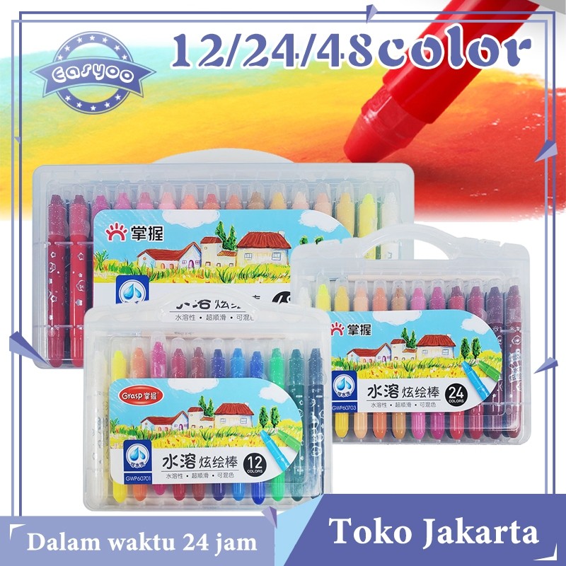 

New Crayon Grasp Stick Besar Isi 48 Warna Original Krayon Juara Lomba Peralatan MenggambarPremium