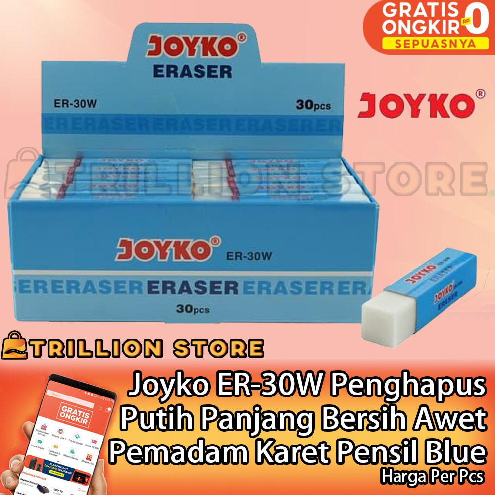 

Jyko ER-30W Joy Ko Joiko Penghapus Panjang Pensil Pemadam Pencil Anak White Putih Eraser Stip Satuan ANN Tahan Lama Awet Hapus Hapusan Bagus Bahan Sekolah Karet Murah Ringan Bersih Kertas ANN Anti Sobek Aman