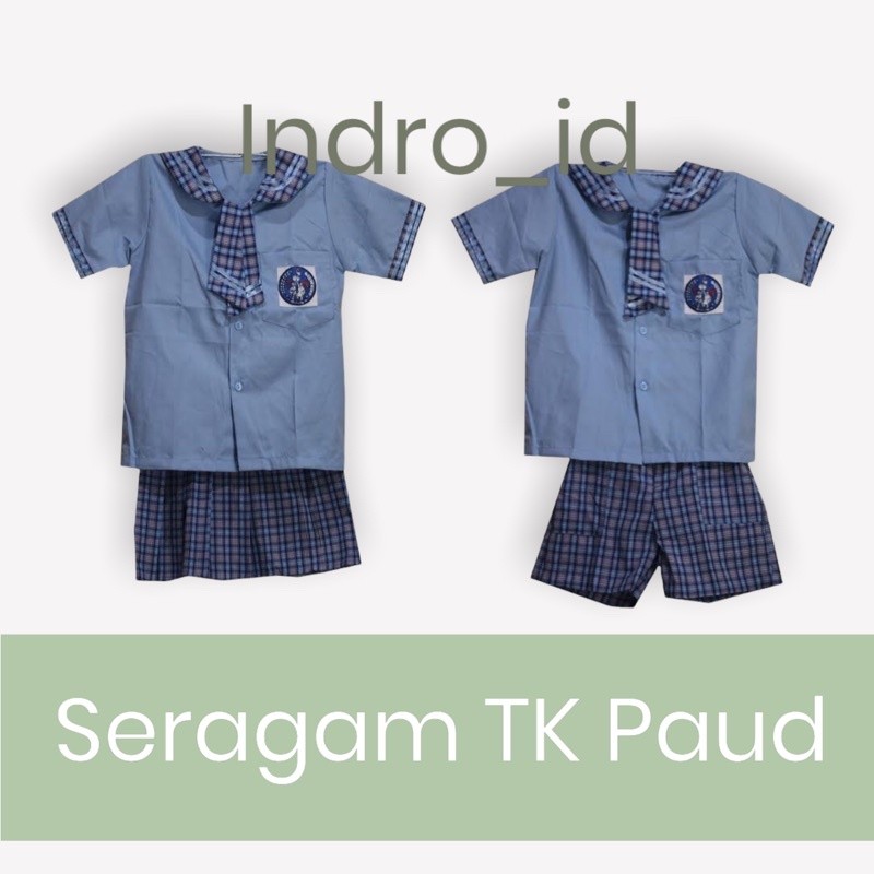 GANGSASHOP  SERAGAM TK / PAUD KOTAK-KOTAK BIRU