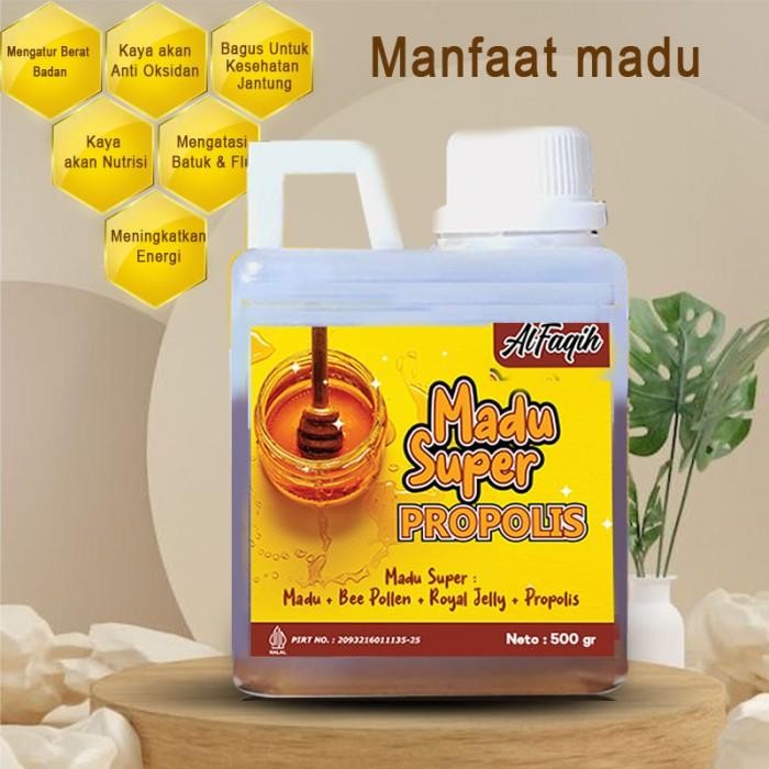 

madu super propolis madu alfaqih 500 gram ekstra royal jelly bee pollen