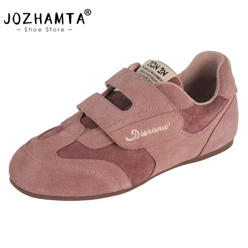JOZHAMTA Women Sneakers Real Leather Casual Flats Breath Tennis Shoes Low Heels for Spring Shoes 202