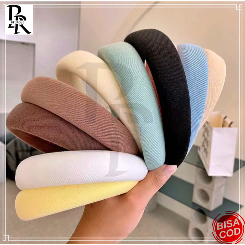 Bando Kain Tebal Wanita Korea / Bando Kain Warna Pastel / Headband Cloud Polos Lebar / Bandana Nagit