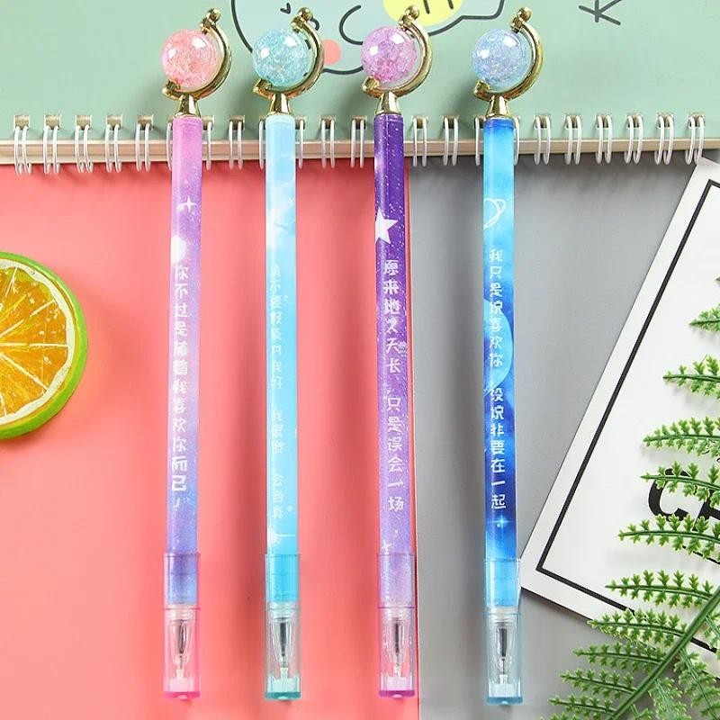 

50PCS Creative Crystal Globe, Neutral Pen, Cap Pulling, Funny Character, Flowery Film, Modeling Pen, Cute Stationery, Student's