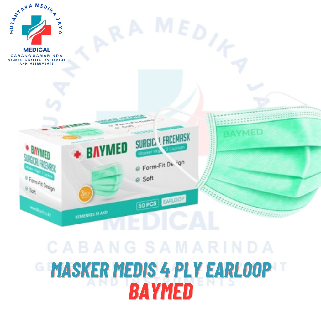 Masker Medis Baymed Earloop 3 ply Masker Surgical 3ply Earloop Baymed 50pcs