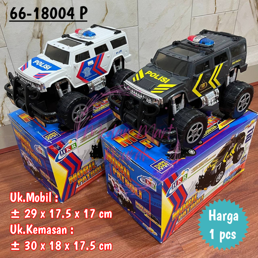 Mainan Mobil Polisi Jeep Patroli Nyala Lampu Suara Sirine Bisa Jalan / Mobil Mainan Polisi