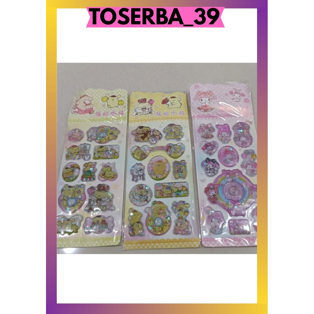 

T39 STICKER 3D WATER GLITTER KARAKTER 1 PAPAN SEKITAR 9 - 12 PCS STIKER CUTE DAN UNIK
