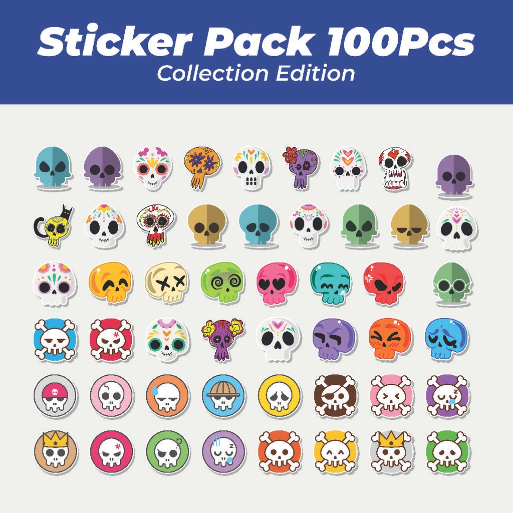 

Hot Stiker Cute Skull [Tengkorak Lucu] Lucu Anti Air Stikers Berperekat Waterproof Sticker Decal Buat Motor Helm Buku Journal Koper Casing HP Laptop Botol Minum