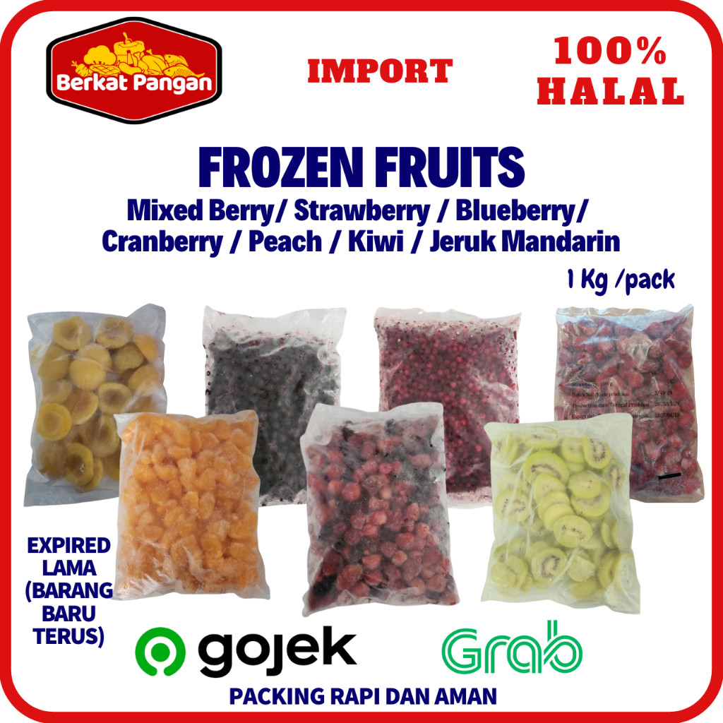 

Frozen Fruits Mixed Berry / Strawberry / Blueberry / Cranberry / Peach / Raspberry / Kiwi 1 Kg