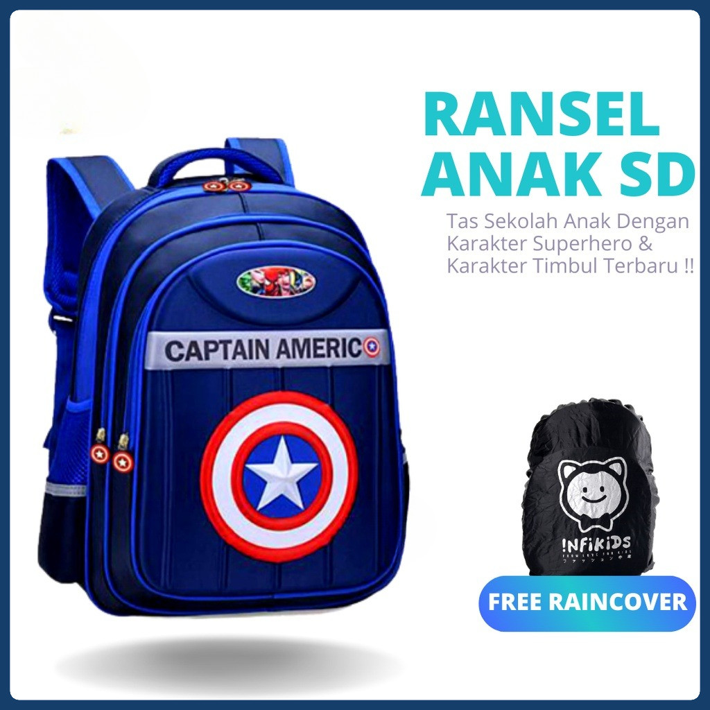 Tas Sekolah Anak SD Karakter Superhero DB 1009 Size SD Tas Anak Import - Tas Sekolah Anak Laki Laki 