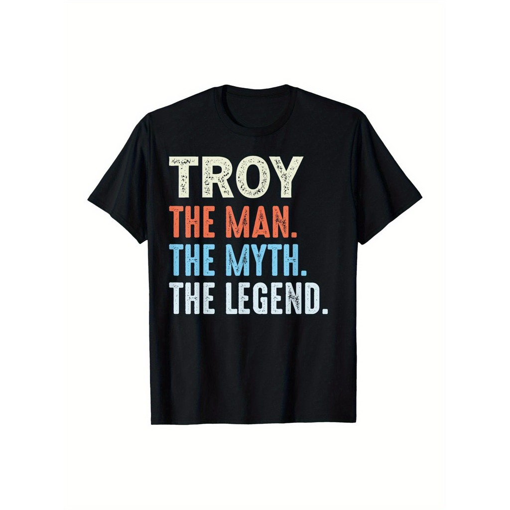 Kaos Katun Pria Troy. Mitologi. Legenda - Gaya Retro, Lembut Bernapas, Ideal untuk Pakaian Kasual, B