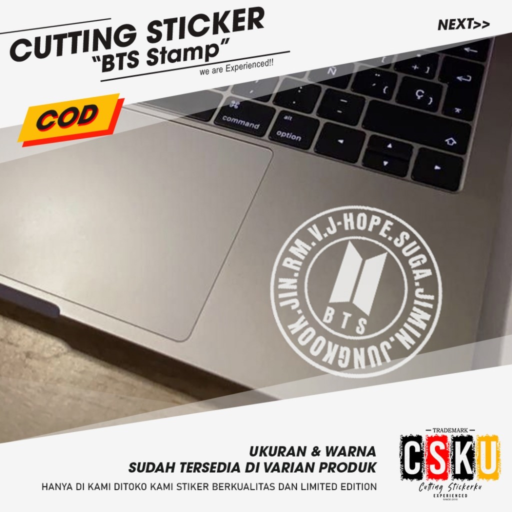 Sticker Cutting BTS Stamp Anti Air Tahan Lama Untuk Variasi Motor & Mobil Stiker Helm Case Hp