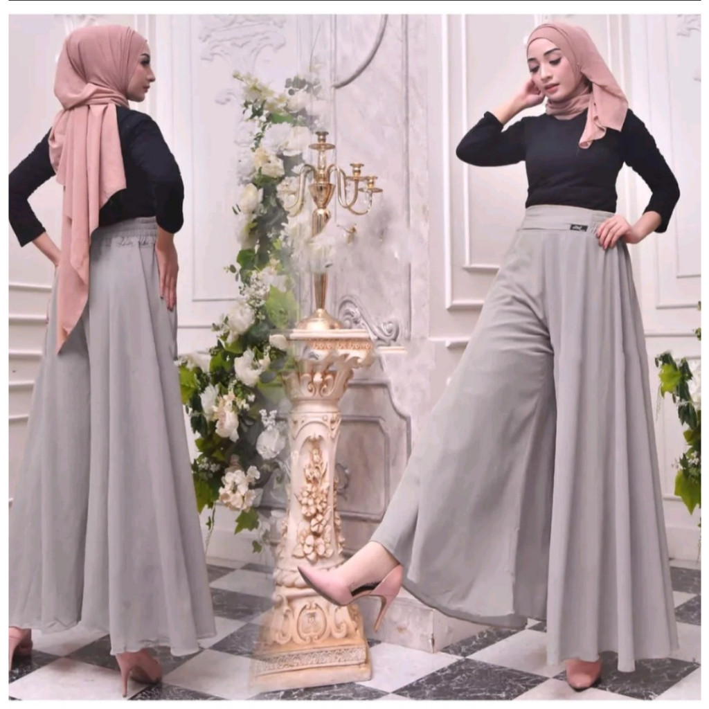 ES.COLD Celana Kulot Panjang Wanita Muslimah | Celana Kulot Payung Cerutty Babydoll | Pakaian Wanita
