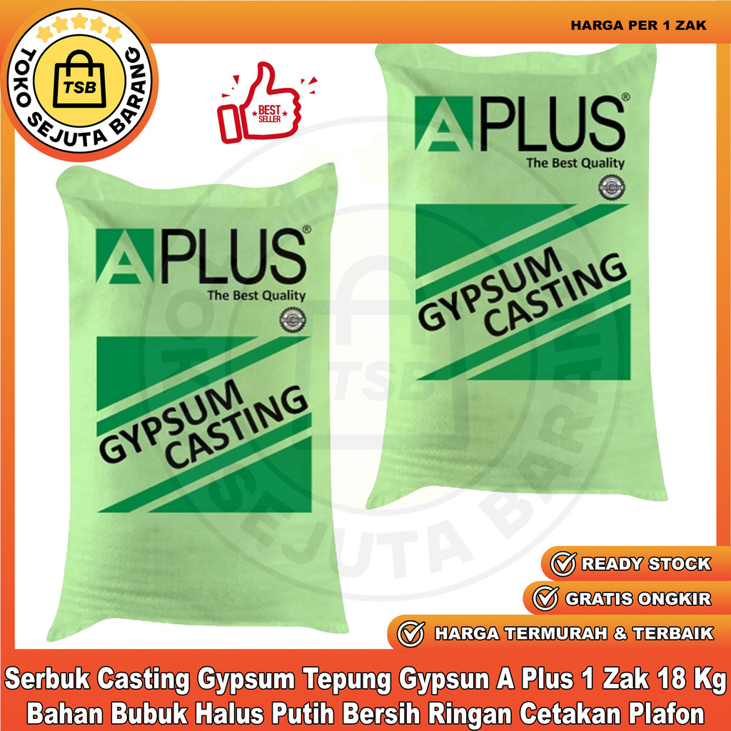 Serbuk Casting Gypsum Tepung Gypsun A Plus 1 Zak 18 Kg Bahan Bubuk Halus Putih Bersih Ringan Cocok C