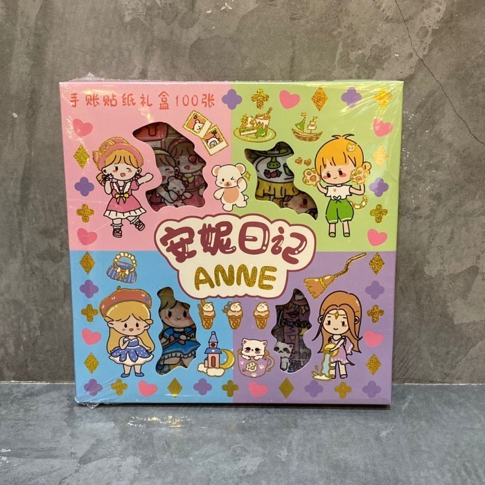 

MOS [ 1 BOX 100 LEMBAR ] STICKER ANNE RAINBOW MOMO NONO LABUBU SANRIO VIRAL WATERPROOF PET STIKER