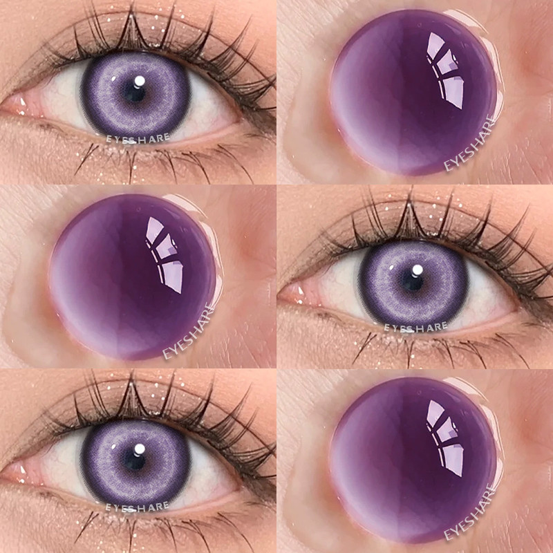 (COD) Softlens Anime lensa cosplay 14.5mm purple Lensa Berwarna Lensa Besar Ukuran RHINE Use 6 Month