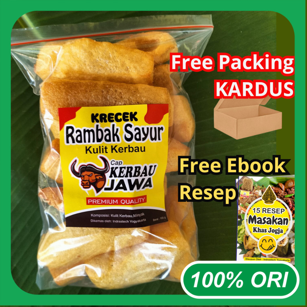 

Krecek Rambak Sayur Kulit Kerbau Super Premium Cap Kerbau Jawa 100 gram Asli Jogja R