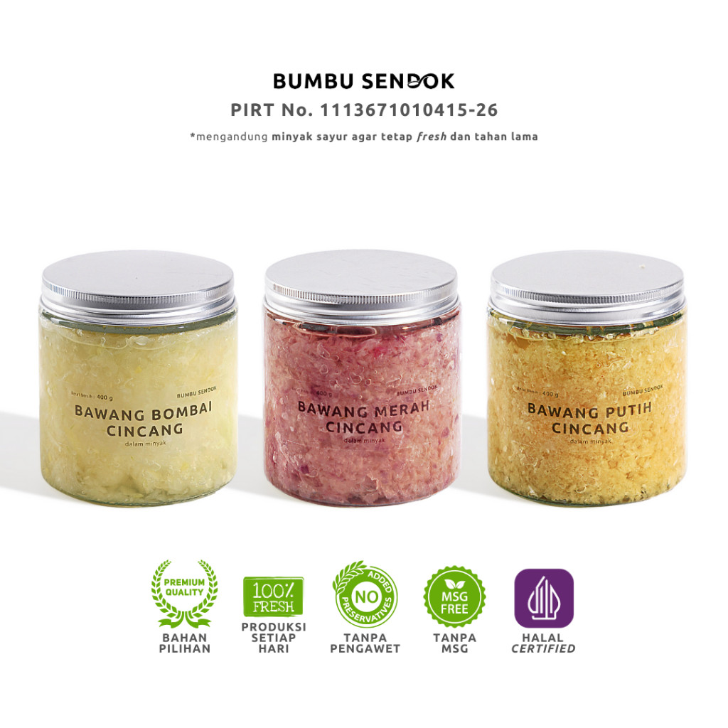 

Bawang Putih + Bawang Merah + Bawang Bombai 400g --- BUMBU SENDOK Halus Dapur Instan Masak Homemade Basah Tanpa MSG Lengkap Komplit Giling MPASI Putih Merah Bombay Kating Brebes Cincang Iris Baceman Cepat Saji Favorit Premium Set Combo Mix