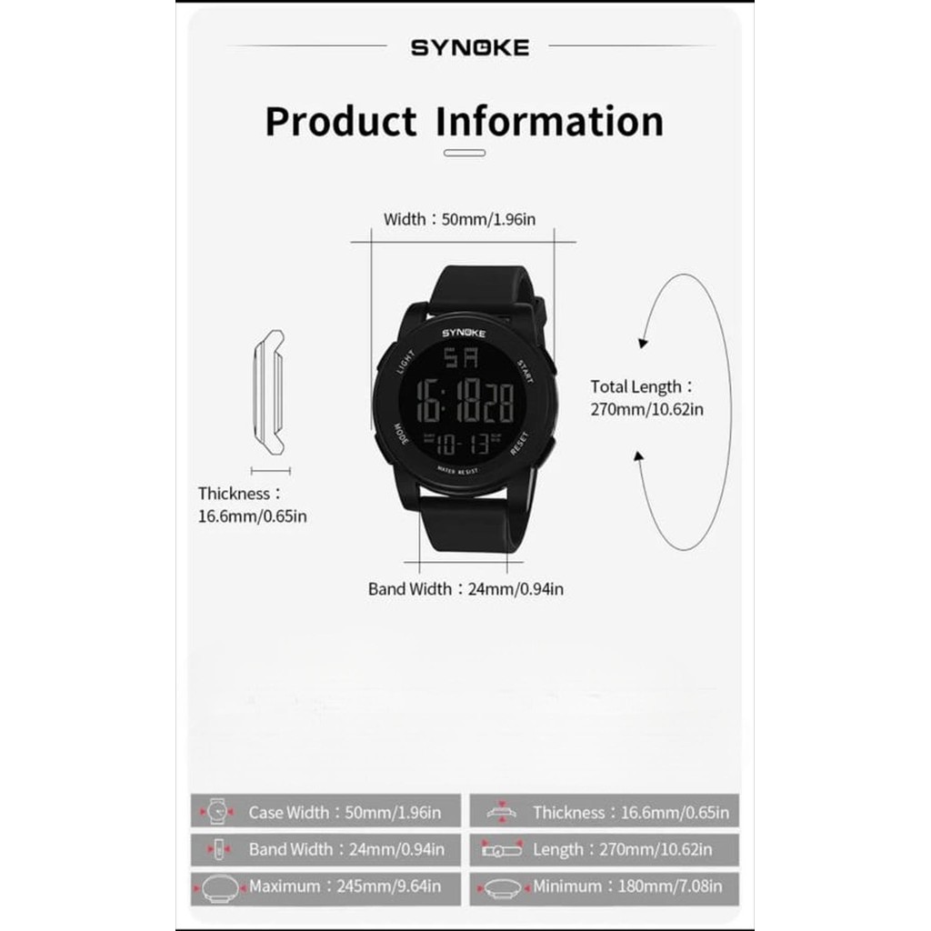 SYNOKE 9830 Digital Watch Pria Simple & Elegan