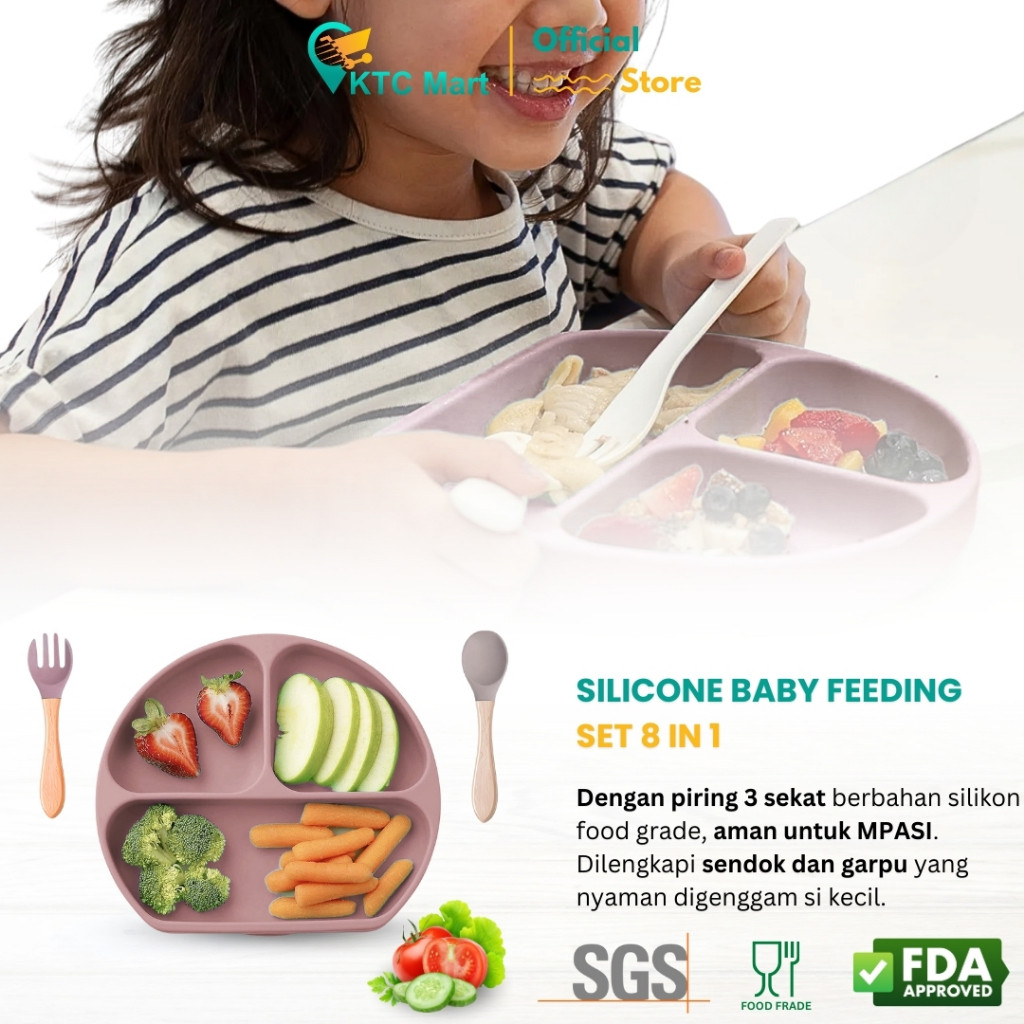 BLOROXCIN JOJOBOO - 8 in 1 Peralatan Makan Bayi Set Silicon Suction Food Grade Baby Feeding Set