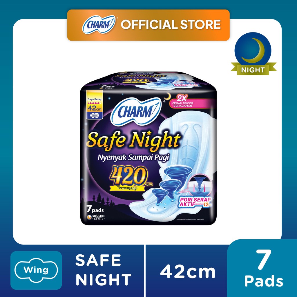 Charm Pembalut Safe Night 42cm Gather 7 pads