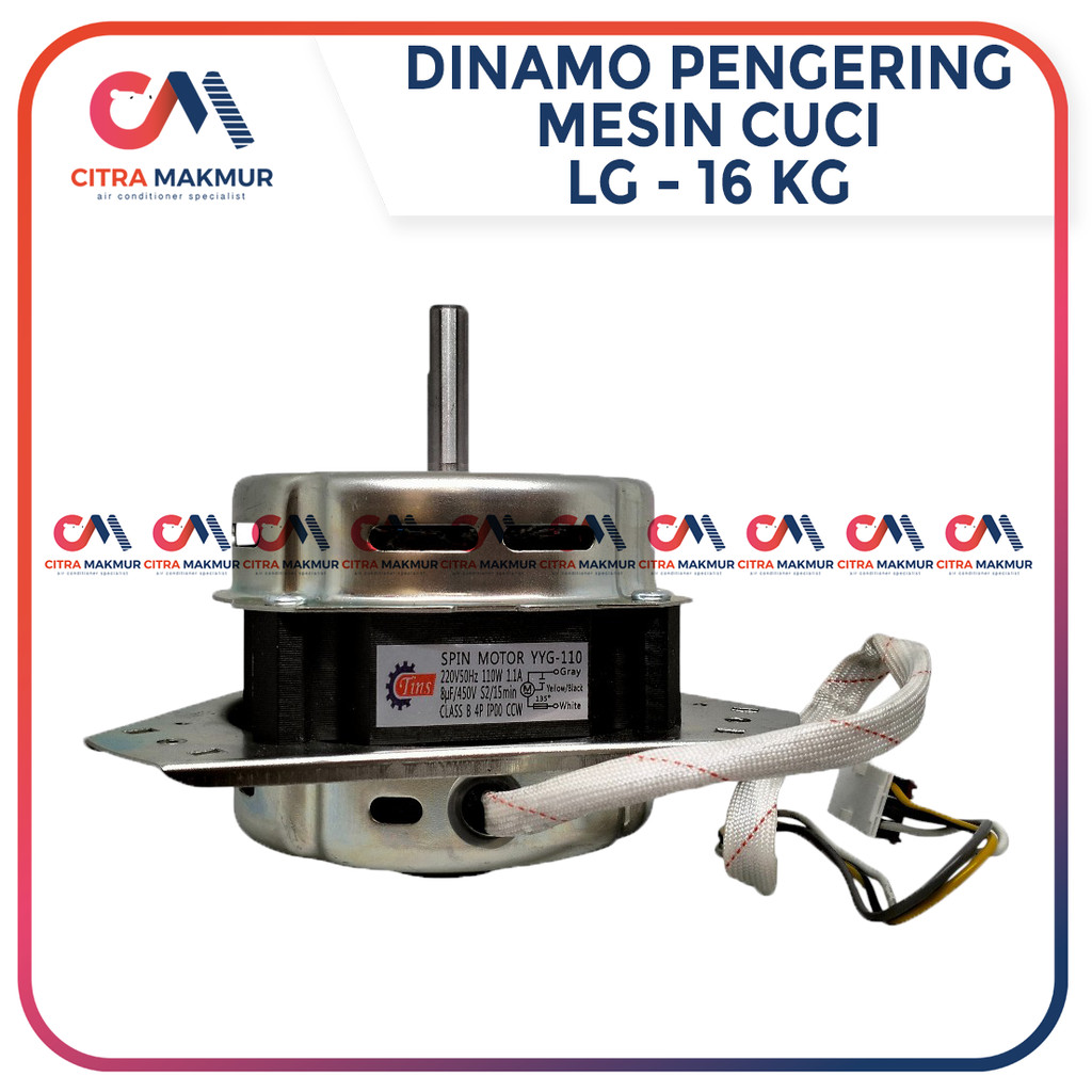 Dinamo Pengering Mesin Cuci LG 16 kg AS 12 mm Kaki 3 110 Watt Motor Spin P1600R Gulungan Tembaga