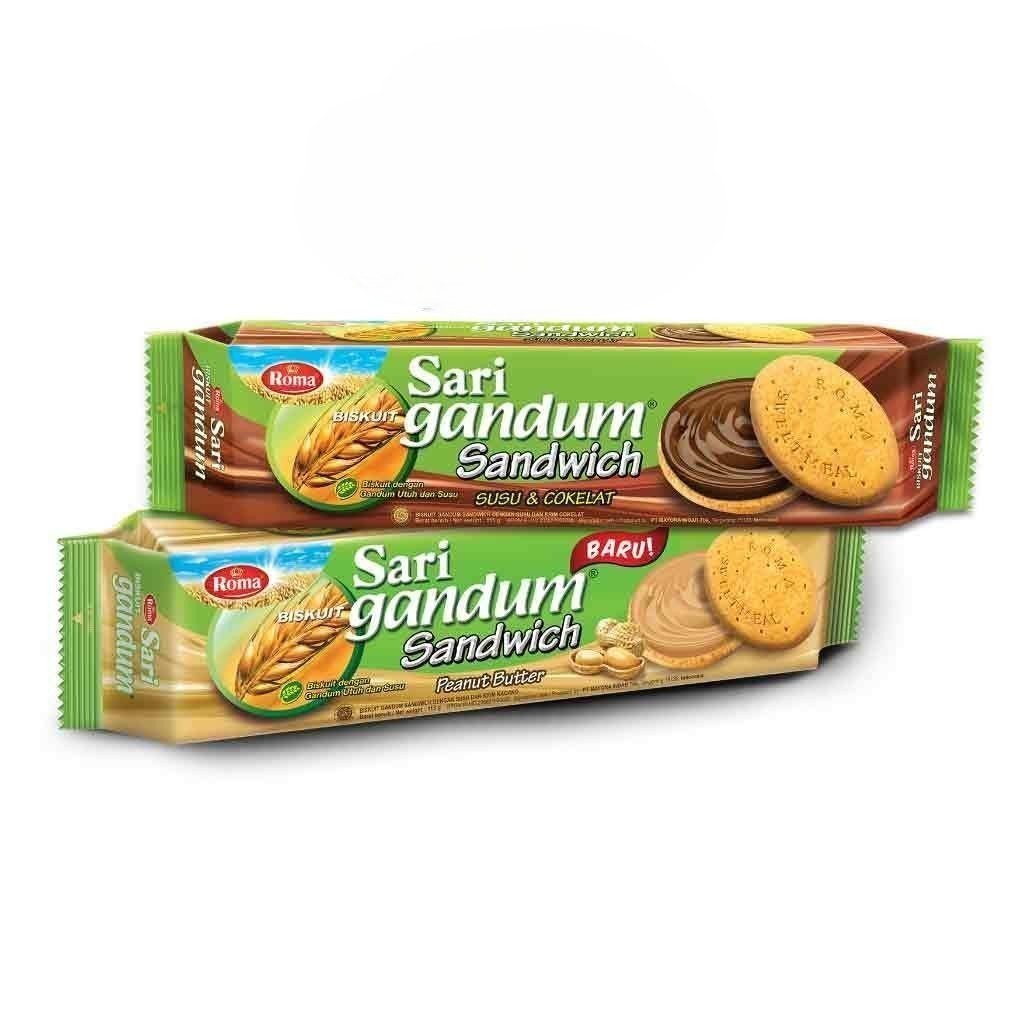 BISKUIT ROMA SARI GANDUM LONG 108GR SUSU COKLAT PEANUT BUTTER CEMILAN ANAK SEKOLAH