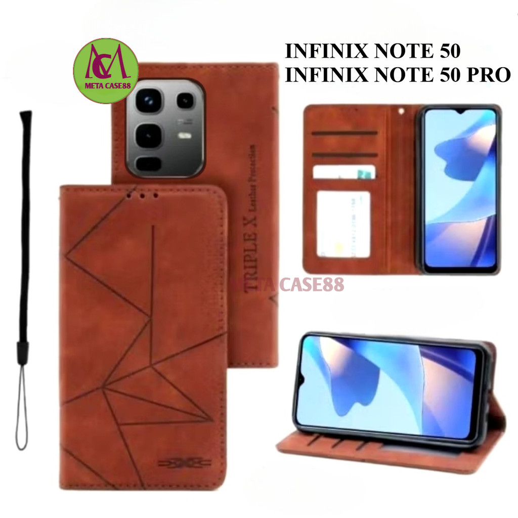 CASE FLIP COVER MAGNET INFINIX NOTE 50 PRO X6855 | NOTE 50 X6858 SARUNG HP DOMPET KULIT TANPA KANCIN